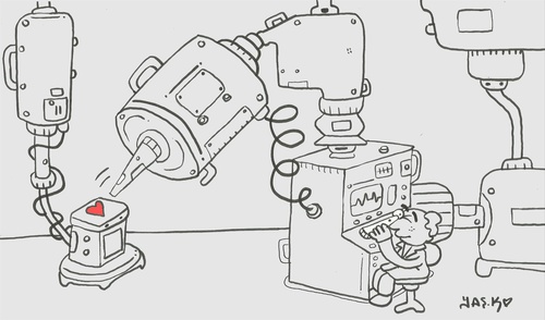 Cartoon: what is love? (medium) by yasar kemal turan tagged microscope,science,heart,love,what