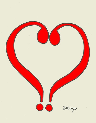 Cartoon: what is love? (medium) by yasar kemal turan tagged valentine,mark,question,heart,love,what
