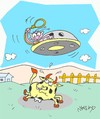 Cartoon: alien cowboy (small) by yasar kemal turan tagged alien cowboy cow ufo