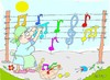 Cartoon: cleaning (small) by yasar kemal turan tagged cleaning,music,note,left,key,washing,wash