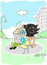 Cartoon: curious ostrich (small) by yasar kemal turan tagged curious ostrich newspaper