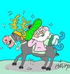Cartoon: happy birthday (small) by yasar kemal turan tagged deer happy birthday nasreddin hodja donkey noel love