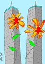 Cartoon: innocence (small) by yasar kemal turan tagged flower,innocence,september,11attack,world,trade,centre,american