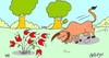 Cartoon: instinct (small) by yasar kemal turan tagged instinct,bull,love