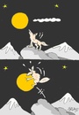 Cartoon: kaparapat (small) by yasar kemal turan tagged wolf,love,moon,catch