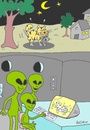 Cartoon: kind  curiosity (small) by yasar kemal turan tagged kind,of,curiosity,ufo,cat,mate,love,sex