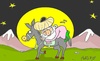 Cartoon: Nasreddin long journey (small) by yasar kemal turan tagged nasreddin hodja love ass sleep travel