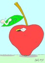 Cartoon: drug-free agriculture (small) by yasar kemal turan tagged natural,farming,apple,drug,pesticide,worm