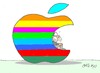 Cartoon: one man- Jobs (small) by yasar kemal turan tagged apple,steve,jobs,resignation,ceo