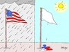 Cartoon: weak (small) by yasar kemal turan tagged usa us storm rain weak