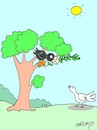 Cartoon: pigeon (small) by yasar kemal turan tagged crow,pigeon,peace,olivebranch