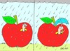 Cartoon: rain (small) by yasar kemal turan tagged rain apple worm umbrella cloud love