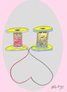 Cartoon: reel love (small) by yasar kemal turan tagged reel,love,yarn,man,lady,women