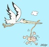 Cartoon: stork novice (small) by yasar kemal turan tagged stork,novice,baby,love