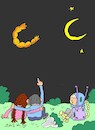 Cartoon: two moons (small) by yasar kemal turan tagged two,moons