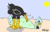 Cartoon: visit (small) by yasar kemal turan tagged visit,ostrich,grave,love