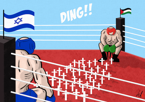 Cartoon: Ceasefire (medium) by Emanuele Del Rosso tagged palestine,israel,ceasfire,truce,gaza,palestine,israel,ceasfire,truce,gaza
