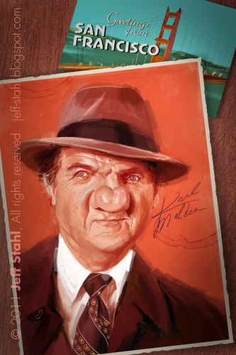 Cartoon: Karl Malden (medium) by Jeff Stahl tagged stahl,jeff,caricature,francisco,san,streets,malden,karl