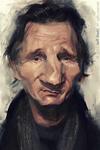 Cartoon: Liam Neeson (medium) by Jeff Stahl tagged liam,neeson,caricature,illustration,jeff,stahl,digital,painting,wacom,freelance,cambrai,nord,lille,communication,agence