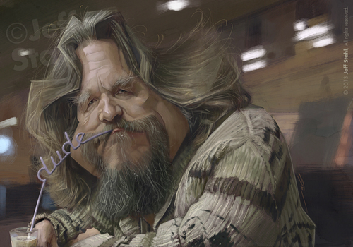 Cartoon: The Dude caricature (medium) by Jeff Stahl tagged illustration,caricature,stahl,bridges,jeff,fanart,lebowski,big,dude,the