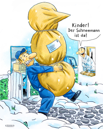 Cartoon: Schneemann Lieferung (medium) by Thomas Kuhlenbeck tagged schnee,schneemann,lieferung,lieferdienst,online,bestellung,onlinehandel,lieferant