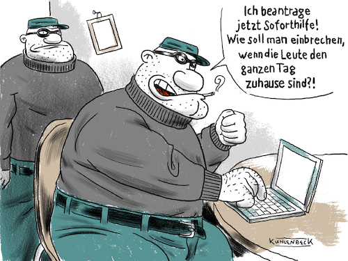 Cartoon: Soforthilfe (medium) by Thomas Kuhlenbeck tagged soforthilfe,einbrecher,antrag