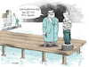 Cartoon: FFP2 Maske (small) by Thomas Kuhlenbeck tagged coronamaßnahme,corona,virus,maske,ffp2,mafia,opfer,vorsicht,nacht,mord,kriminell,krimineller,hafen,wasser,exekution