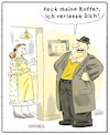 Cartoon: Verlassen. (small) by Thomas Kuhlenbeck tagged mann,frau,ehe,scheidung,ende,beziehung,koffer,packen,auszug,ausziehen,verlassen,liebe,hass,ehemann,ehefrau,küche,hausfrau,haushalt