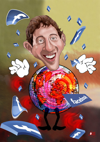 Cartoon: Mark  Zuckerberg (medium) by aungminmin tagged zuckerbook