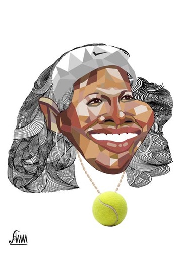 Cartoon: Serena Williams (medium) by aungminmin tagged cartoons,caricatures,serena,williams,caricature
