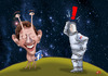 Cartoon: Mark Zuckerberg on planet (small) by aungminmin tagged zuckerbook