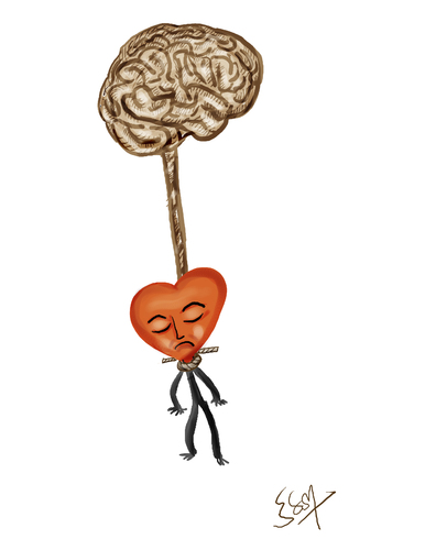 Cartoon: assaination (medium) by karunakar tagged brain,heart