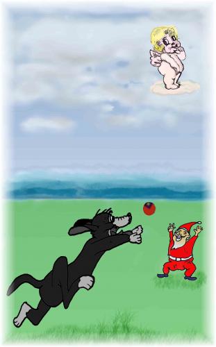 Cartoon: Kann ich den Ball auch mal haben (medium) by Lutz-i tagged engel,hund,zwerg
