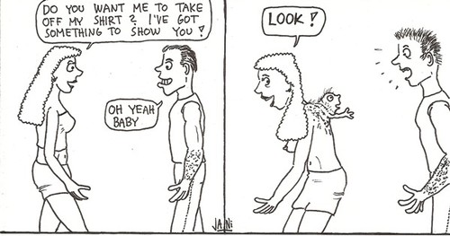 Cartoon: Look (medium) by Jani The Rock tagged look,twin,parasite,freaky,freak,horror,mutant,deformity