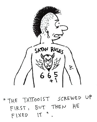Cartoon: Plus one (medium) by Jani The Rock tagged tattoo,satan,666