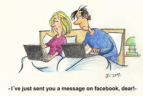 Cartoon: facebook (medium) by Zvonko tagged loneliness,spouses,facebook