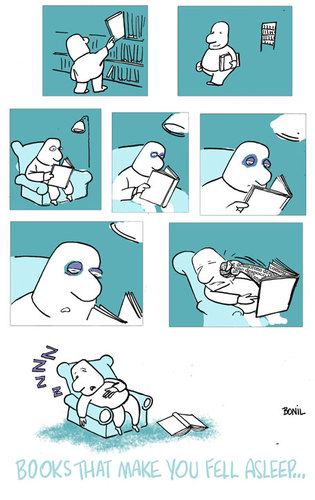 Cartoon: BOOKS READER SLEEP (medium) by BONIL tagged bonil,people,books,sleep