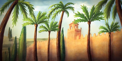 Cartoon: Alcazar Cordoba (medium) by alesza tagged alcazar,cordoba,digital,painting,illustration,art,artwork,palace,palmtree,city,scenery,landscape