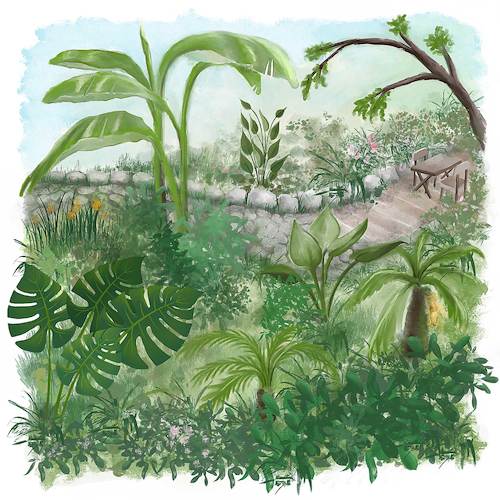 Cartoon: Dschungelgarten (medium) by alesza tagged dschungelgarten,dschungel,garten,jungle,garden,nature,landscape,green,scenery,environment