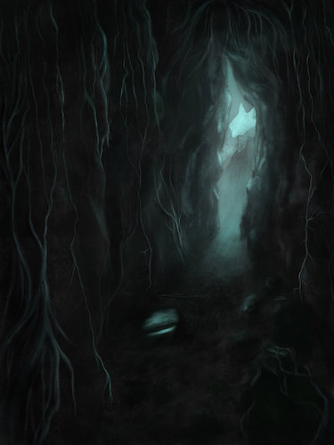 Cartoon: Fluorescent (medium) by alesza tagged fluorescent,cave,dark,illumination,illuminated,darkness,creepy,spooky,nature,scenery,digital,painting