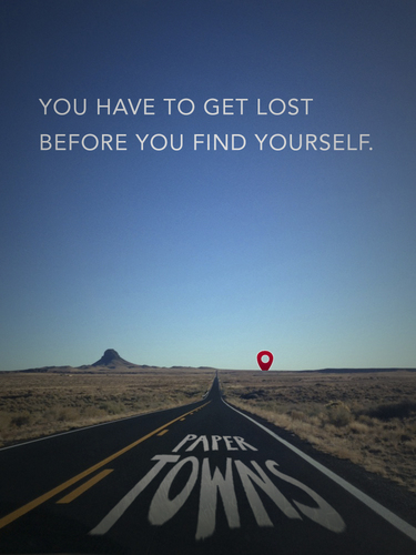 Cartoon: Get Lost - Find Yourself (medium) by alesza tagged spuren,margos,green,john,unikatdesign,competition,contest,design,graphic,highway,submission,yourself,find,lost,get,towns,paper,papertowns