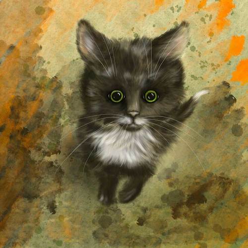Cartoon: Kätzchen (medium) by alesza tagged kitten,cat,animal,cute,sweet,illustration,painting,digital,art