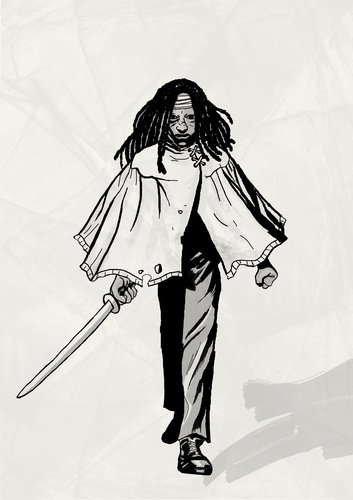 Cartoon: Michonne (medium) by alesza tagged walking,dead,fan,art,comic,michonne,black,white,digital,drawing,painting