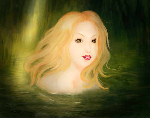 Cartoon: Untitled (medium) by alesza tagged girl,digital,painting,illustration,drawing,swim,human,bath,water,environment,nature