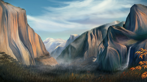 Cartoon: Yosemite (medium) by alesza tagged yosemite,national,park,autumn,nature,painting,drawing,photoshop,environment