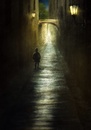 Cartoon: A stroll through the city (small) by alesza tagged city,lantern,stroll,night,street