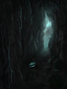 Cartoon: Fluorescent (small) by alesza tagged fluorescent cave dark illumination illuminated darkness creepy spooky nature scenery digital painting