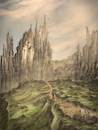 Cartoon: In the Mountains (small) by alesza tagged mountain environment nature landscape fantasy digital painting illustration art ipadart unikatdesign