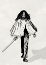 Cartoon: Michonne (small) by alesza tagged walking,dead,fan,art,comic,michonne,black,white,digital,drawing,painting