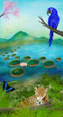 Cartoon: Pantanal (small) by alesza tagged nature,environment,ipad,procreate,landscape,mountain,light,blue,environmentdesign,conceptart